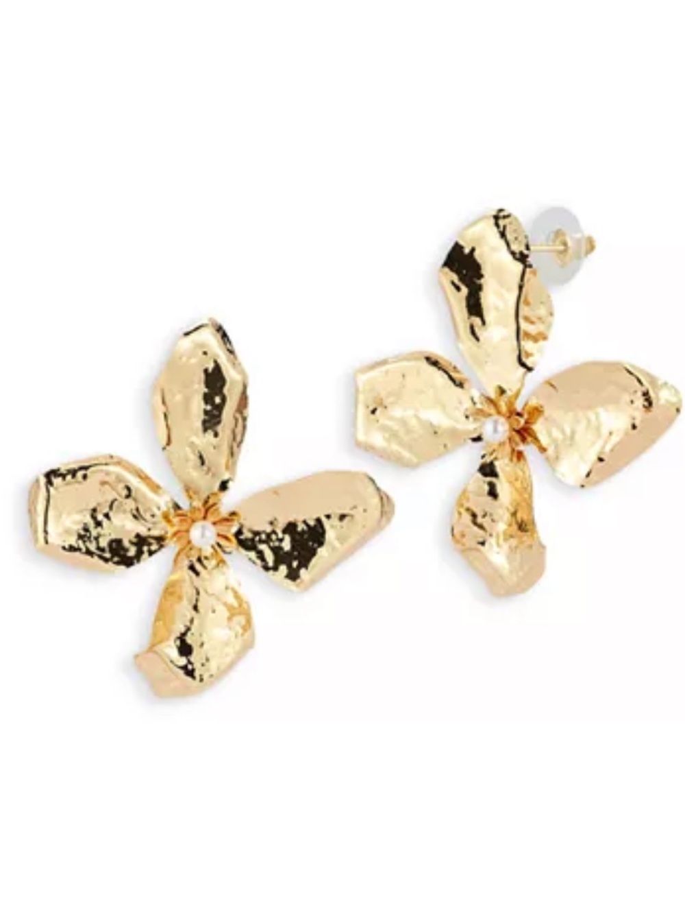 Aqua Imitation Pearl Flower Statement Stud Earrings
